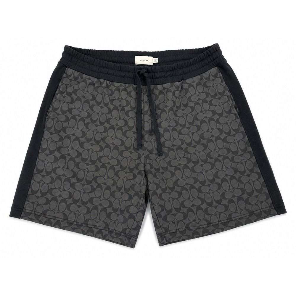 Coach Signature Logo Lounge Shorts XXL Gray Black Drawstring Cotton Pockets EUC